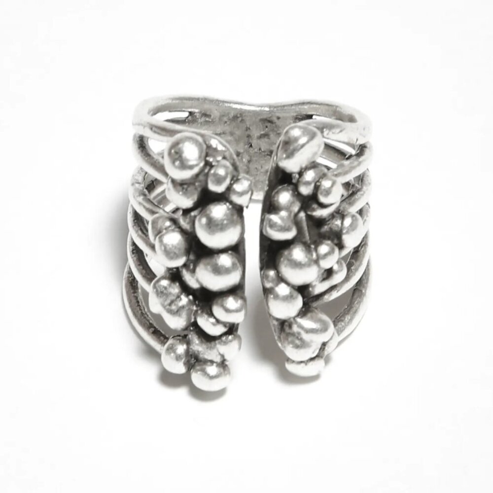 NWT Handmade Chanour Dewy Drop Statement Ring, Adjustable, 925 Silver-Plated
